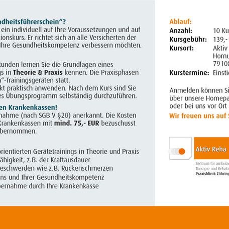 Aktiv Reha Kursangebot Gesundheitsführerschein nach §20