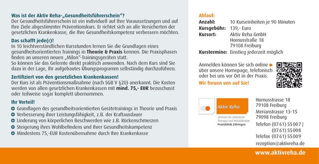 Aktiv Reha Kursangebot Gesundheitsführerschein nach §20